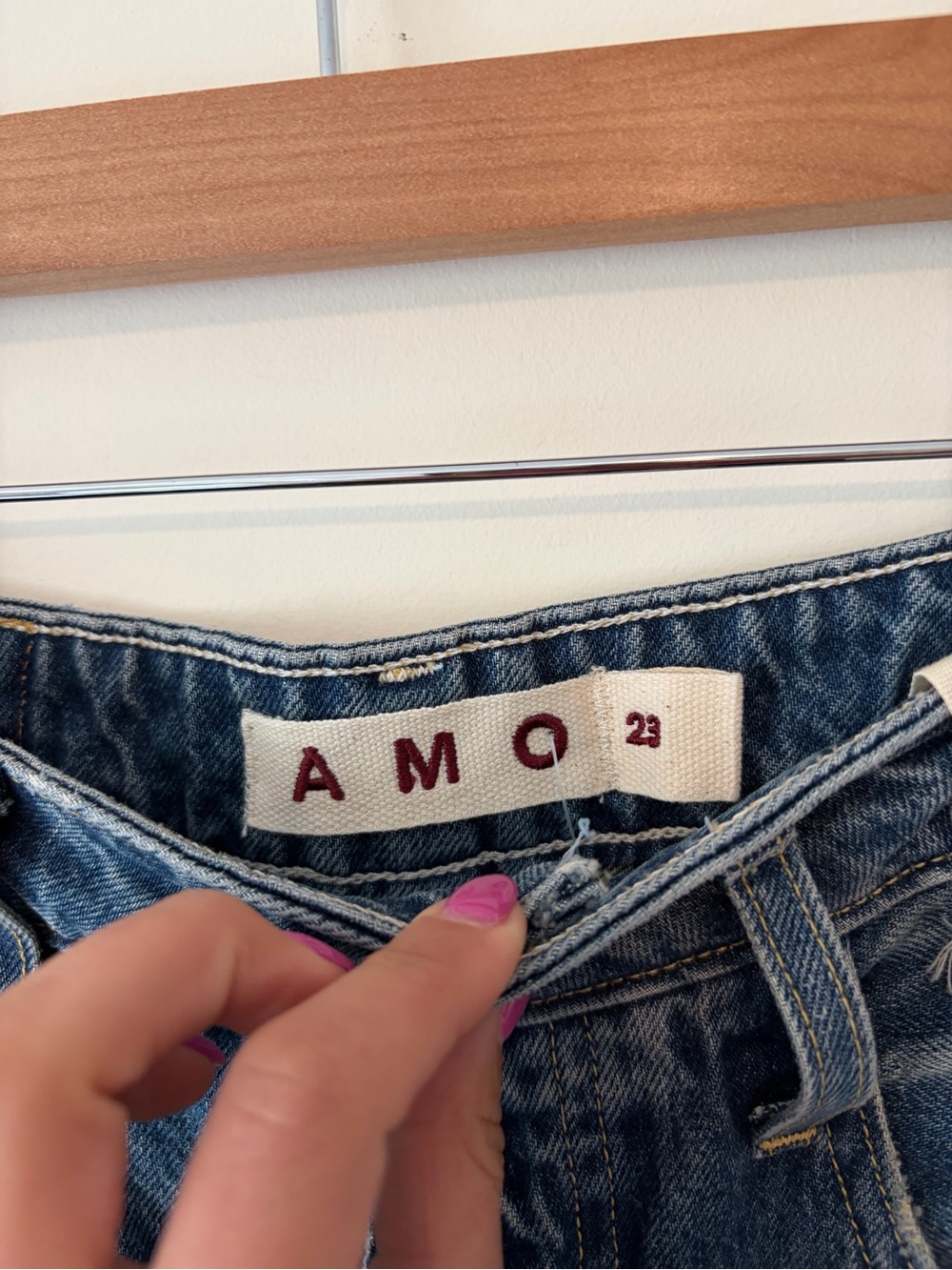 AMO Distressed Wide-Leg Mid-Blue Jeans - Picture 12 of 14